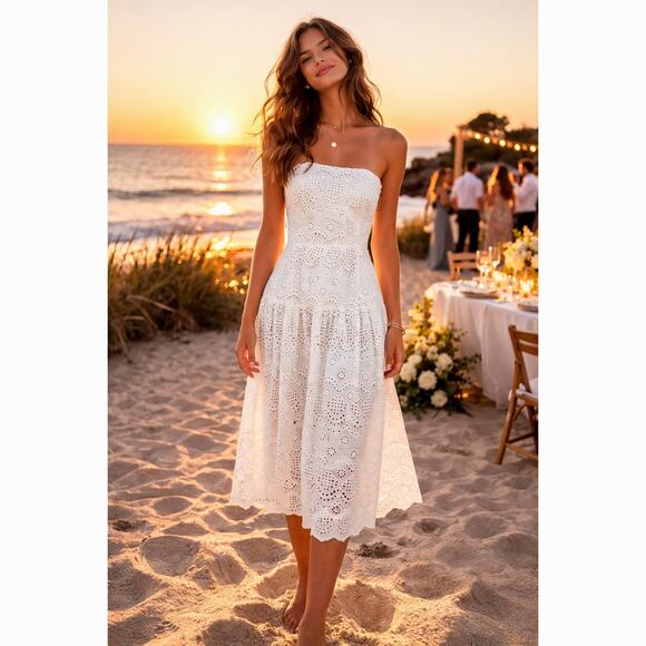 St Roche Benedict Removable Straps Eyelet Detail Dress Vanilla 4